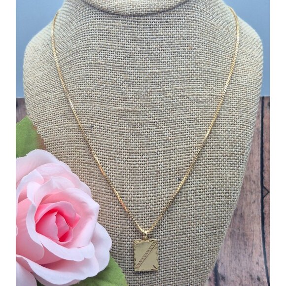 Child of Wild Luca Pendant Necklace 18K Gold Overlay Box Chain Etched Unisex - Picture 3 of 10